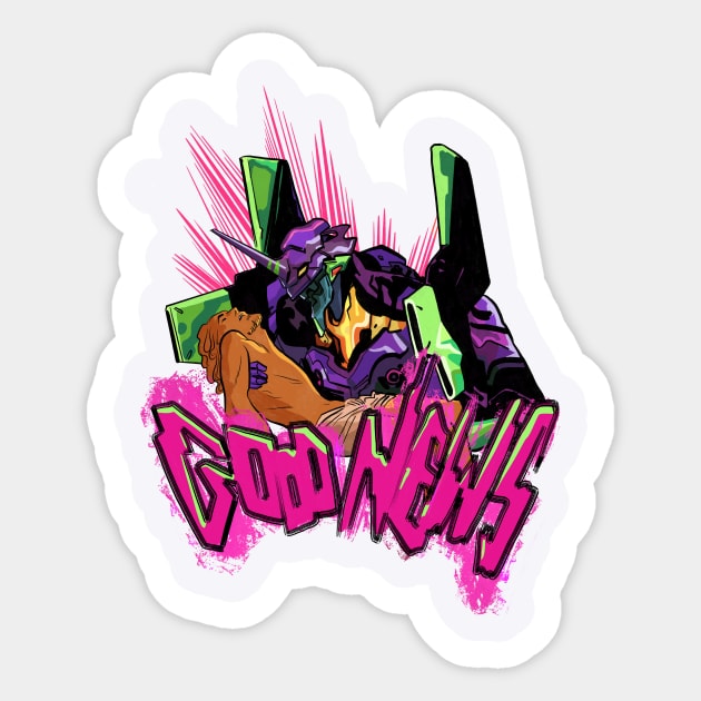 Neon Genesis Good News Sticker by Apocrypals